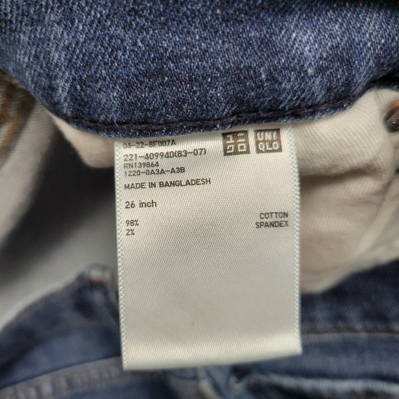 Uniqlo Jeans Womens 3 Blue Denim Distresd Single Stitch Flat Front Straight Leg - Picture 14 of 14
